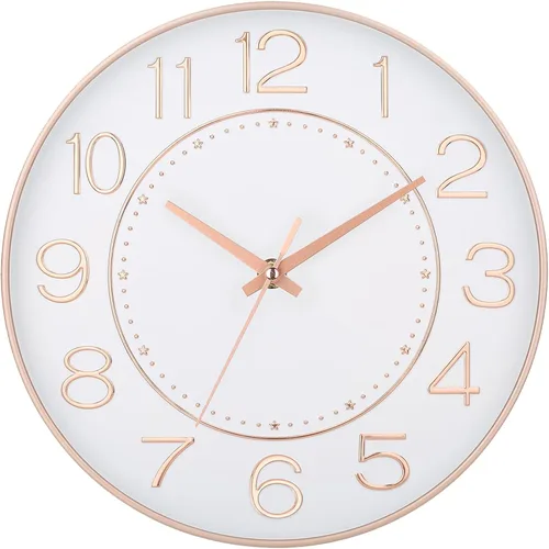Miniatura 15 de HZDHCLH Reloj de pared pequeño de 10 pulgadas, funciona con pilas, reloj de cuarzo azul para pared, silencioso sin tictac, moderno reloj de pared