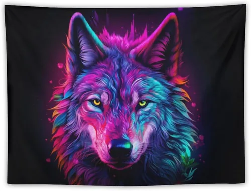 Miniatura 17 de FeoYoed Tapiz para colgar en la pared, decoración estética para dormitorio, sala de estar, tapices de arte de pared, arte de lobo, galaxia