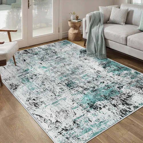 Miniatura 89 de Ciicool Alfombra de pasillo lavable de 2 x 6, alfombra moderna abstracta para pasillo, antideslizante, delgada, ligera, con estampado gris marino
