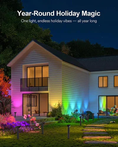 Miniatura 8 de Luces de Camino Inteligentes Lumary Pro 700LM, Luces de Paisaje RGBAICW con Cambio de Color con 8 Focos Ajustables de 355° IP65 Impermeables