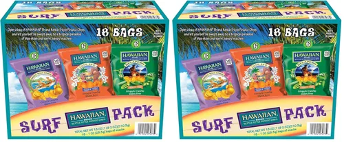 Miniatura 9 de Hawaiian Brand Kettle Style Papas Fritas Surf Pack, 18 Bolsas de Porción Individual (1 oz Cada Una) – Incluye Sabores Sweet Maui Onion, Luau BBQ