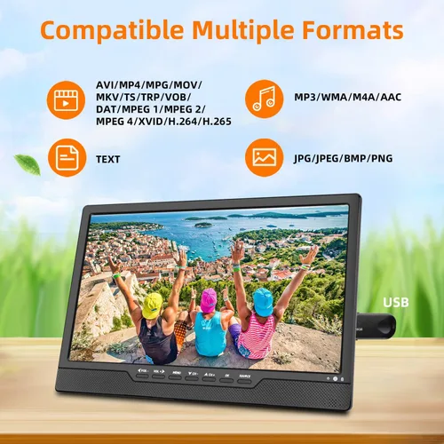 Miniatura 5 de othoig Televisor portátil pequeño de 14 pulgadas con batería recargable - Sintonizador digital ATSC - Antena - y ranura de entrada USB/HDMI/AV