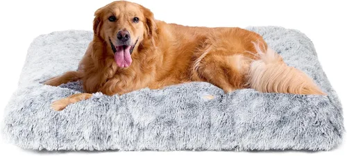 Miniatura 21 de EHEYCIGA Cama Esponjosa para Jaula de Perros Grandes, Almohadilla de Jaula de Piel Sintética Afelpada, Cama Calmante Anti-Ansiedad para Perros Negro