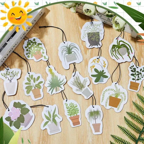 Miniatura 7 de 15 piezas de ambientadores de plantas colgantes divertidos, accesorios de plantas colgantes para espejo de coche, decoración de coche linda