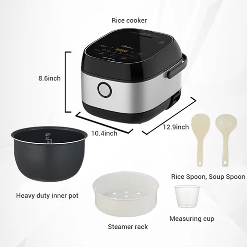 Miniatura 7 de Midea Olla arrocera de 3 litros con cesta de vapor, capacidad de 6 tazas sin cocer, calefacción por inducción y tecnología de lógica difusa, inicio