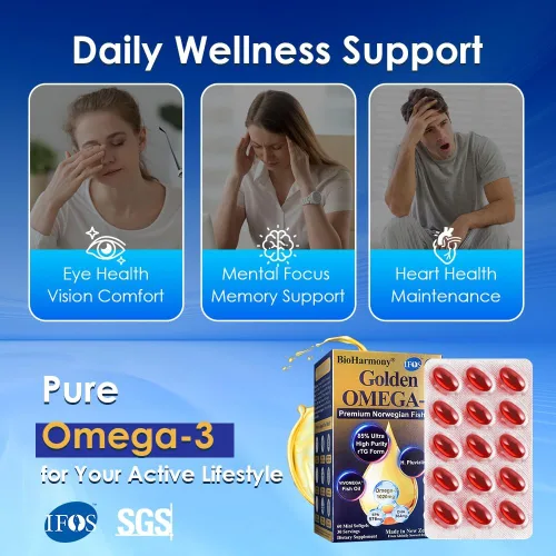 Miniatura 8 de Aceite de pescado Omega-3 1020mg - 85% rTG de alta absorción con EPA DHA - Aceite de pescado noruego, IFOS 5 estrellas, paquete de ampolla