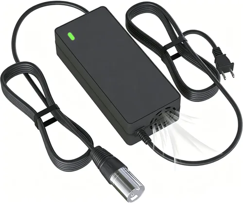 Cargador de batería de 24 V 5 A con ventilador de refrigeración conector XLR macho de 3 pines compatible con Pride Mobility, sillas eléctricas