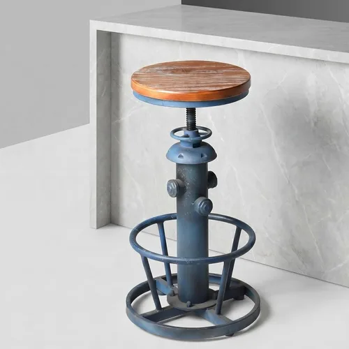 Topower Taburete de bar de cocina de diseño hidrante de fuego retro vintage de estilo industrial deca steampunk envejecido, fondo redondo, altura