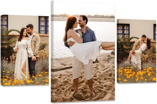 Miniatura 36 de ZXHYWYM Impresiones personalizadas con tus fotos, imágenes personalizadas de 3 piezas para retratos familiares, mascotas, imágenes personalizadas 3