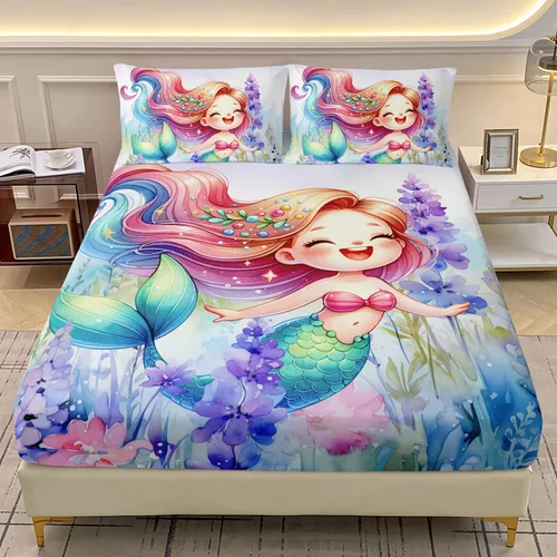 Miniatura 29 de AILONEN Axolotl - Juego de sábanas bajeras para niños, tamaño individual XL, color rosa y azul degradado kawaii, lindas sábanas de fresa salamandra