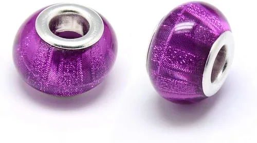 Miniatura 2 de Craftdady 100 cuentas europeas de resina de colores mixtos de 13.5 x 0.354-0.374 in pintadas en aerosol con agujero grande Rondelle espaciador