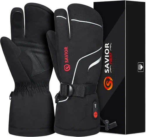 Miniatura 8 de Savior Heat ed Mitones para hombres y mujeres, guantes calefactables unisex recargables con batería eléctrica, guantes de esquí, guantes de invierno