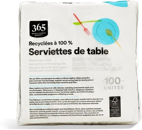Miniatura 2 de 365 por Whole Foods Market, servilletas de papel para la cena, 2 capas, 100