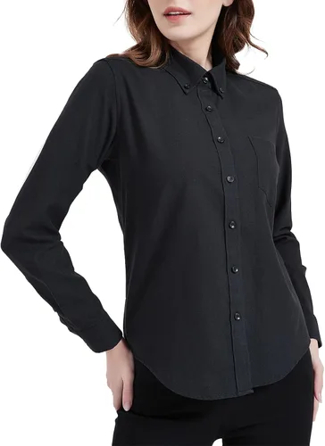 Miniatura 17 de Camisa con botones para mujer de manga larga Oxford camisa de algodón de corte clásico, blusa de trabajo resistente a las arrugas