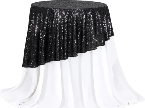 Miniatura 81 de PartyDelight Mantel de lentejuelas redondo de 50 pulgadas, color dorado claro, adorno de mesa para decoración de bodas, fiestas, cumpleaños