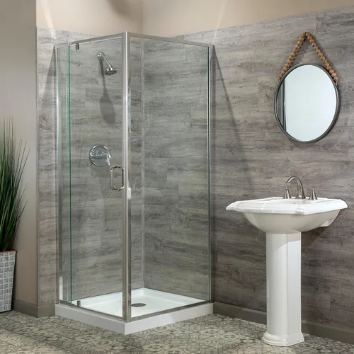 Miniatura 2 de Palisade Kit envolvente de ducha y bañera de 46.7 pulgadas x 7.2 pulgadas de tablones de vinilo entrelazados en roble gris