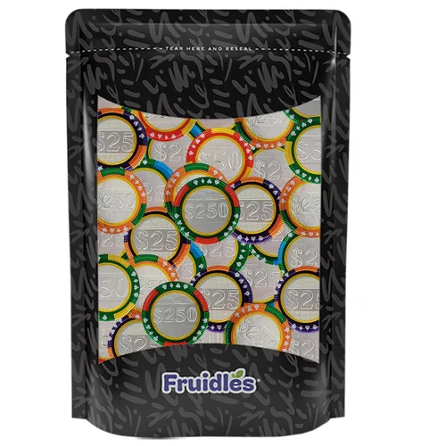 Miniatura 6 de Fichas de póker de casino Fruidles, monedas de chocolate con leche belga, productos lácteos certificados Kosher, sin OGM (paquete de 100)