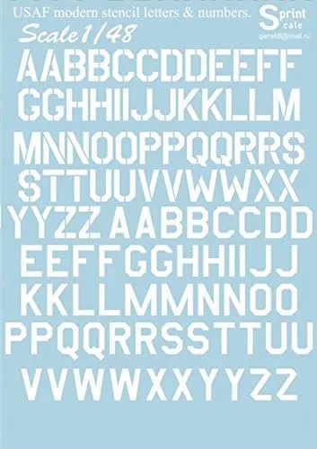 Miniatura 2 de Calcomanía para avión USAF Modern Stencil Letters, números 3 1/48 IMPRESIÓN ESCALA 48-003