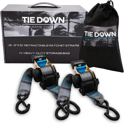 Miniatura 9 de Tie Down 2 pulgadas x 3.05 m Negro Correa de fijación con mecanismo de trinquete resistente retráctil, kit de 2 unidades - Límite de carga de rotura