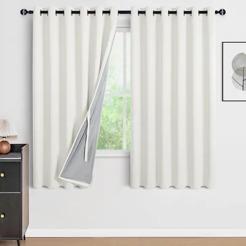 Miniatura 69 de DWCN Cortinas 100% opacas de 84 pulgadas de largo para dormitorio con forro negro, paneles de cortina de ventana de doble capa con aislamiento Azul