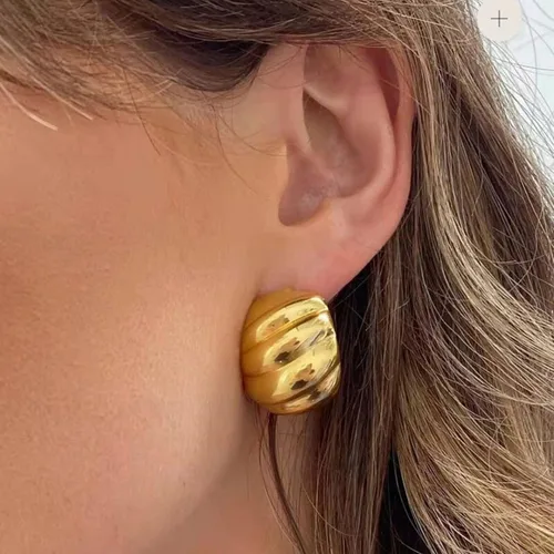 Miniatura 114 de Aretes de aro gruesos de oro para mujer, chapados en oro de 14 quilates, aretes de aro triple, hipoalergénicos, a la moda, aretes de aro gruesos