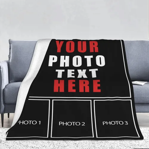 Miniatura 10 de Manta personalizada con fotos, texto, Manta de franela personalizada con imagen, para regalos de cumpleaños de adultos o niños, Navidad, Noche