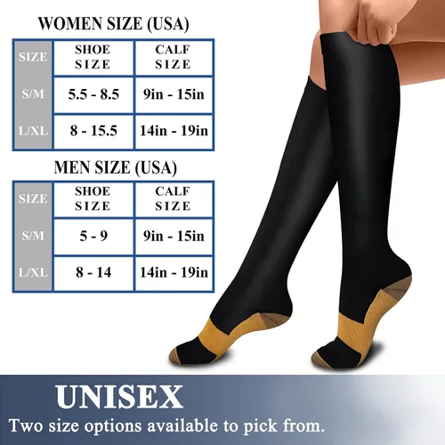 Miniatura 7 de Calcetines de compresión de cobre (3 pares) 15-20 mmHg La circulación es la mejor atlética y diaria para hombres y mujeres, correr, escalar