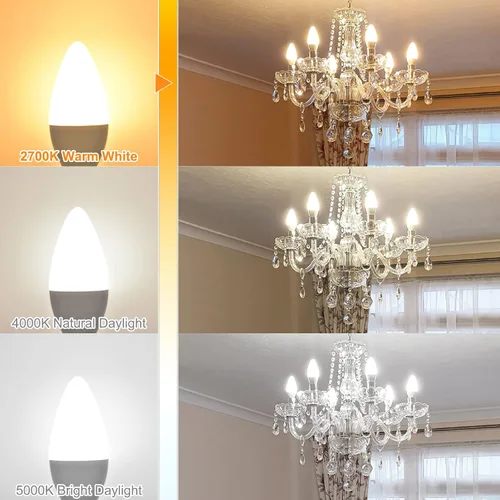 Miniatura 4 de Candelabra - Bombillas LED (60 W, equivalente a 600 lm, luz blanca cálida, 2700 K, casquillo E12, base pequeña, 6 unidades, no regulable, 6 unidades)
