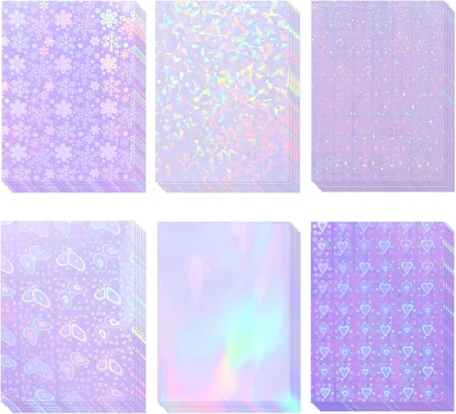 Miniatura 11 de 36 hojas de láminas laminadas holográficas transparentes, papel adhesivo autoadhesivo para papel adhesivo, láminas de vinilo transparentes