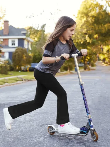 Miniatura 8 de Stelle Leggings acampanados para niña con bolsillos, cintura alta, corte de bota, pantalones de yoga para danza, pantalones acampanados