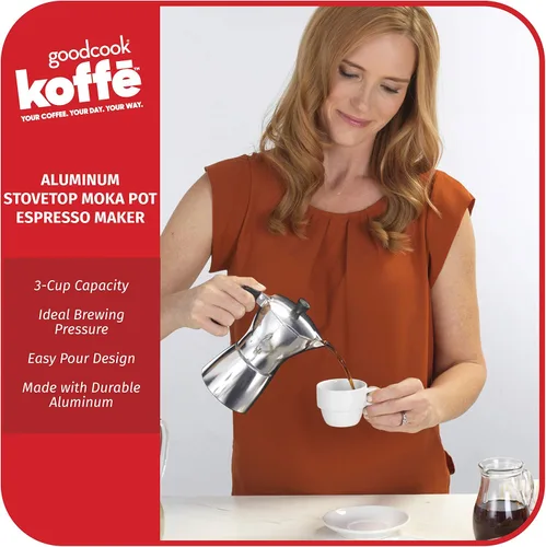 Miniatura 2 de Goodcook Koffe - Cafetera de 3 tazas de aluminio para café expreso, no eléctrica