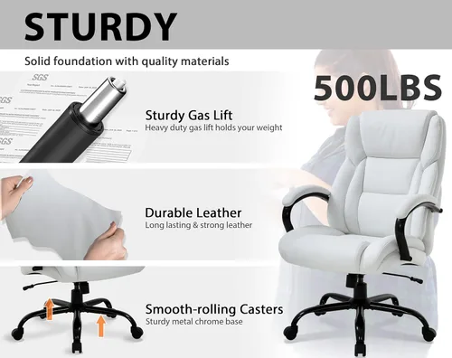 Miniatura 7 de Silla de oficina grande y alta, silla de oficina de masaje ejecutivo de 500 libras, escritorio de computadora de altura ajustable, silla de trabajo