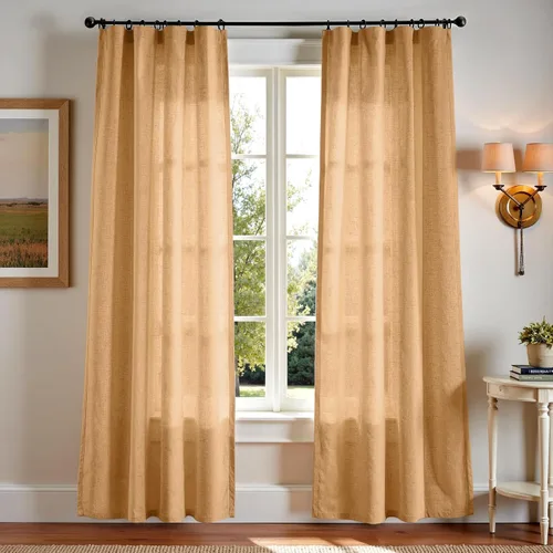 Miniatura 42 de JINCHAN Cortinas de lino de 108 pulgadas de largo, juego de 2 paneles, cortinas de ventana para sala de estar y dormitorio, cortinas
