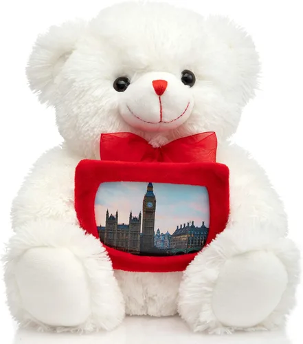 Miniatura 8 de HollyHOME Oso de Peluche Oso de Rosa Oso de Peluche Suave con Sobre Rojo de Felpa Suave Juguetes de Vacaciones Regalo 30 cm Blanco