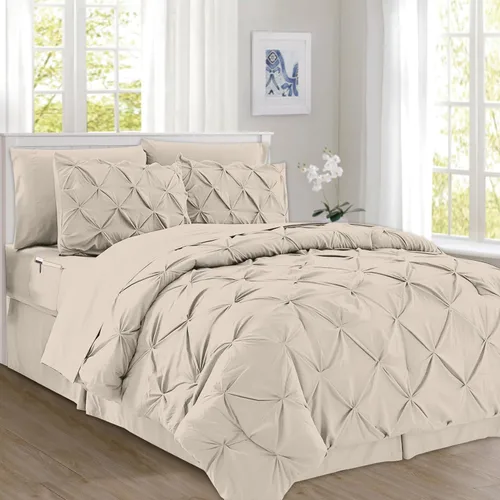 Miniatura 8 de Elegant Comfort Juego de edredón con pliegues pinzados de 8 piezas - Cama completa en una bolsa para todas las estaciones, incluye juego de sábanas