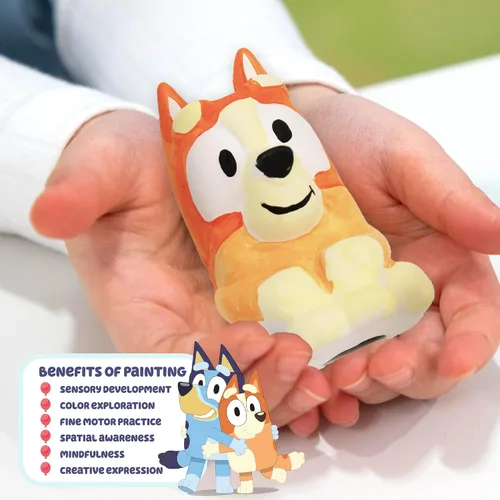 Miniatura 4 de Figurita de Bingo para Pintar Bluey, Figurita de Bingo de Cerámica para Pintar, Incluye 6 Pinturas Acrílicas, Pincel, Juguetes Bluey, Adornos