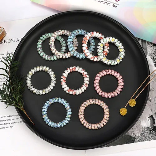Miniatura 4 de JessLab Lazos en espiral para el cabello para damas, paquete de 10 bandas elásticas de bobina de plástico, accesorio sin daños para mujeres y niños