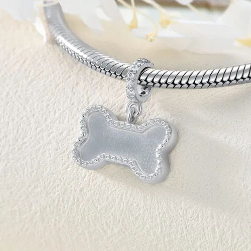 Miniatura 20 de LONAGO Abalorio personalizado con foto de plata de ley 925 con diseño de hueso de perro para pulsera