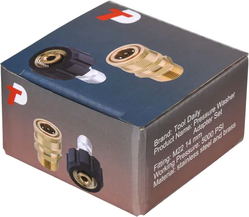 Miniatura 6 de Tool Daily juego de adaptador para lavadora a presión, ajuste de M22 de 14 mm a adaptadores de conexión rápida de 3/8 pulgadas, 5000 PSI