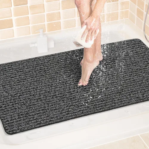 Miniatura 59 de LuxStep - Tapete de ducha, de 24 x 36 pulgadas, tapete de baño antideslizante con drenaje, tapete de baño de cloruro de polivinilo, de secado Gris