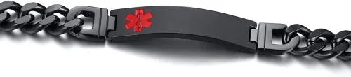 Miniatura 3 de Free Custom Engraving Emergency Medical Alert ID Cuff Bracelet for Men Women