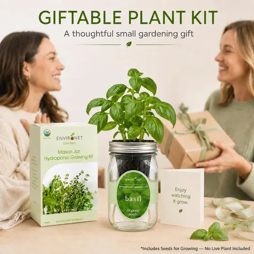 Miniatura 7 de Kit de Cultivo Hidropónico, Kit de Inicio de Jardín de Hierbas en Frasco Mason con Autoriego para Interiores, Jardín de Hierbas para Alféizar