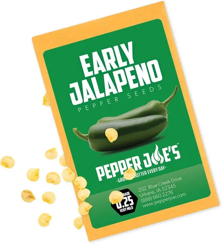 Pepper Joe's Semillas de pimiento jalapeño temprano – Paquete de 10 semillas de jalapeño de maduración rápida – Cultivadas en Estados Unidos –