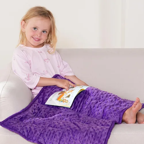 Miniatura 20 de Kivik Manta con peso de 3 libras, manta pesada de puntos Minky suave refrescante para una mejor relajación y sueño, lavable a máquina, 36 x 48 Gris