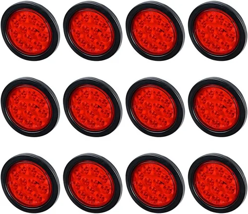 Miniatura 66 de Kit de tapones de cableado con cubierta de hule para luz trasera LED redonda de 4", 12 ledes, para RV, camioneta Luz roja - Lente transparente