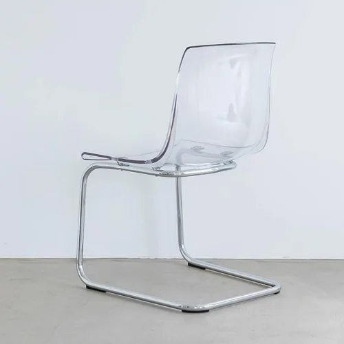 Miniatura 2 de Sillas de comedor transparentes, silla de acrílico transparente, sillas de cocina fantasma con patas de metal plateado, sillas de plástico modernas