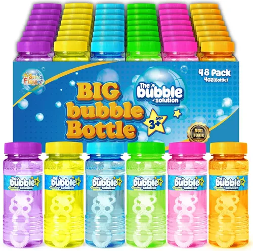 Miniatura 8 de SpringFlower 6 botellas de burbujas con varita, recuerdos de fiesta de burbujas para niños, juguetes de verano, juguete novedoso de solución