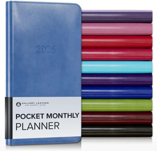 Miniatura 130 de Gallery Leather Agenda Mensual Grande 2025-2026, Elegantemente Encuadernada Planificador de Calendario y Cuaderno con Elegantes Bordes Dorados, 18