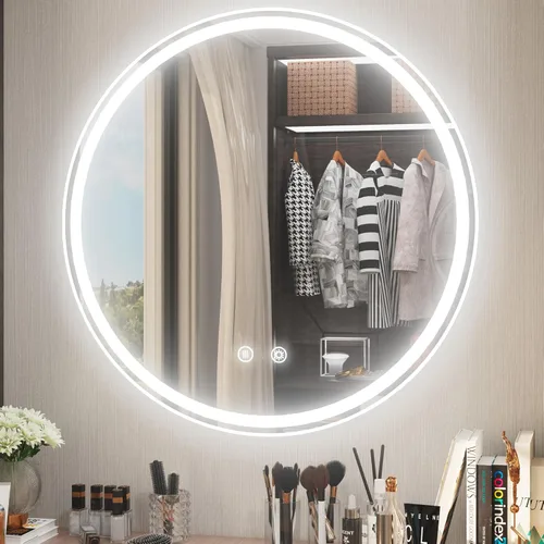 Miniatura 22 de Espejo LED para baño de 24 pulgadas, 3 temperaturas de color (3000K/4500K/6000K), retroiluminación regulable, antivaho, vidrio HD de 5MM, CRI 90+