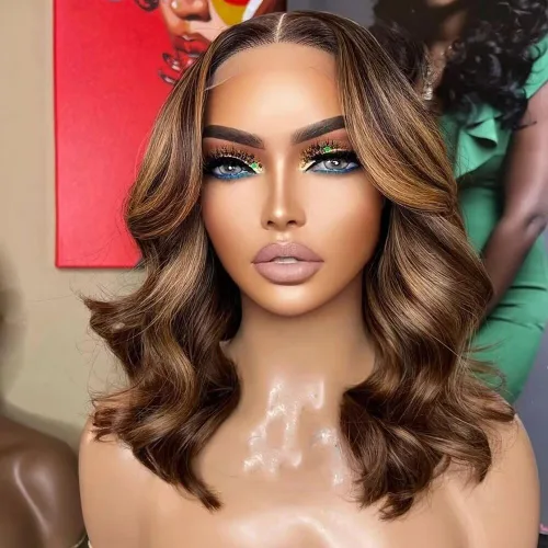 Miniatura 13 de Peluca de cabello humano virgen brasileño virgen brasileño ondulado con encaje frontal transparente HD de 13 x 6 pulgadas, nudos blanqueados